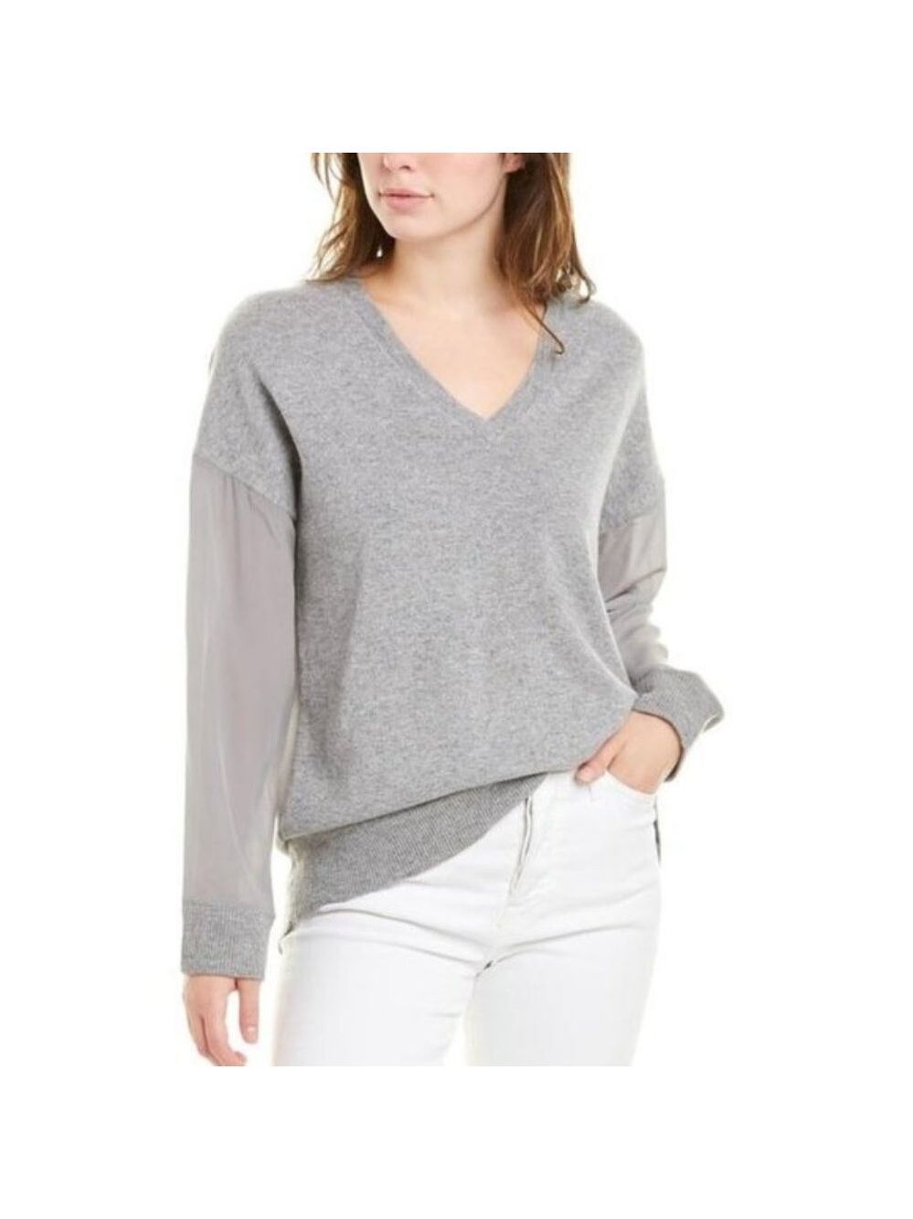 Magaschoni Contrast Cashmere Silk Sweater